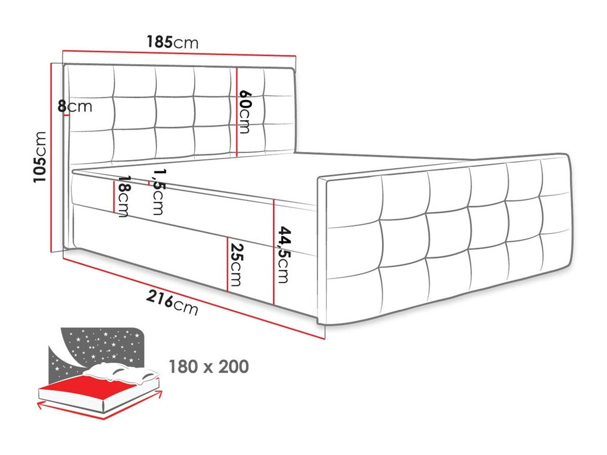 Kontinentális ágy Milanem 2 (Peregryn 2), Alvó felület mérete: 180 x 200 cm, Szín: Rico 23