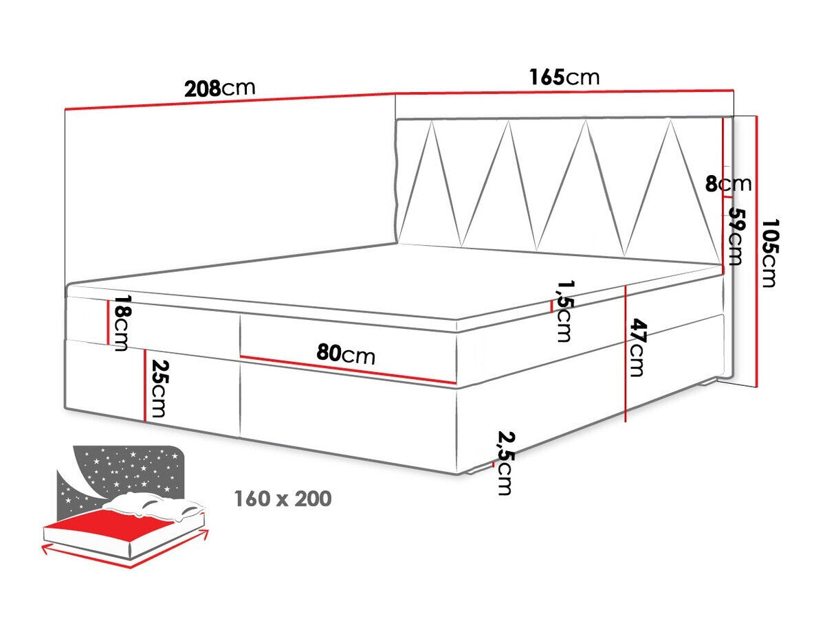 Kontinentális ágy FADO 3 (Derisio 3), Alvó felület mérete: 160 x 200 cm, Szín: Rico 13