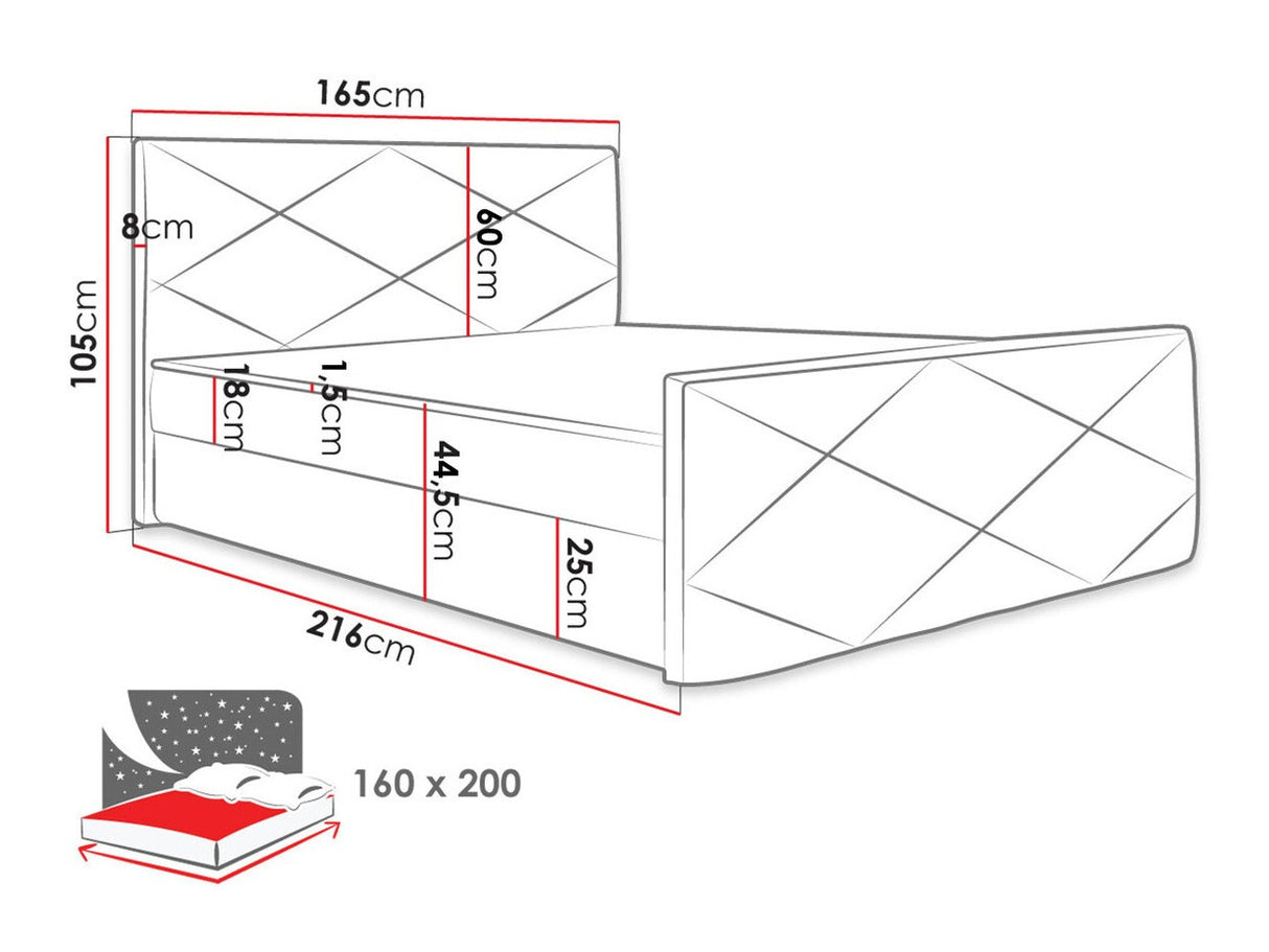 Kontinentális ágy MILANO 4 (Peregryn 4), Alvó felület mérete: 160 x 200 cm, Szín: Rico 01