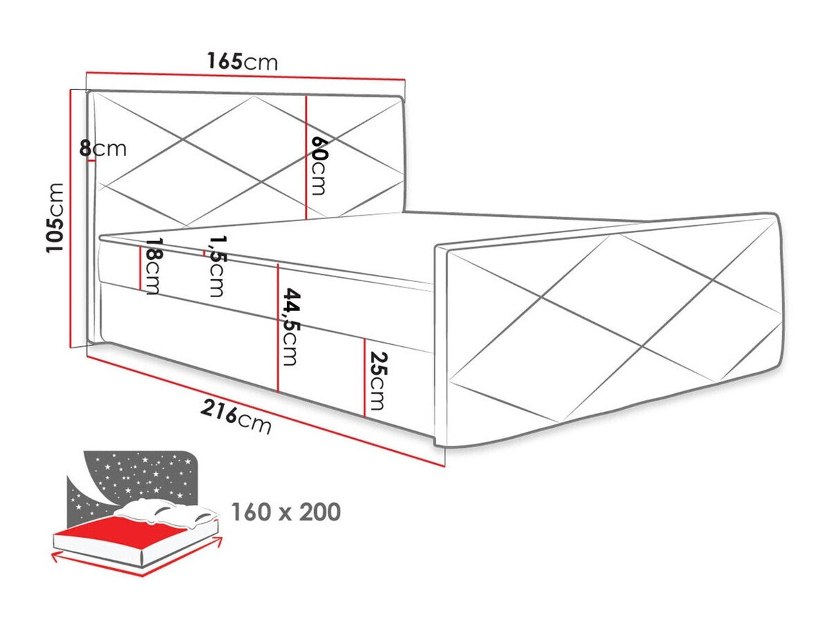Kontinentális ágy MILANO 4 (Peregryn 4), Alvó felület mérete: 160 x 200 cm, Szín: Rico 19
