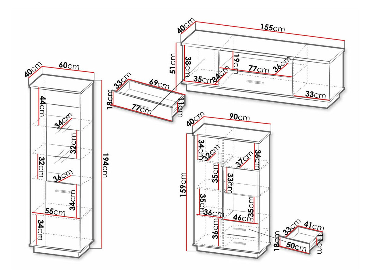 Nappali szett Lamelo I, Led világítás: Igen