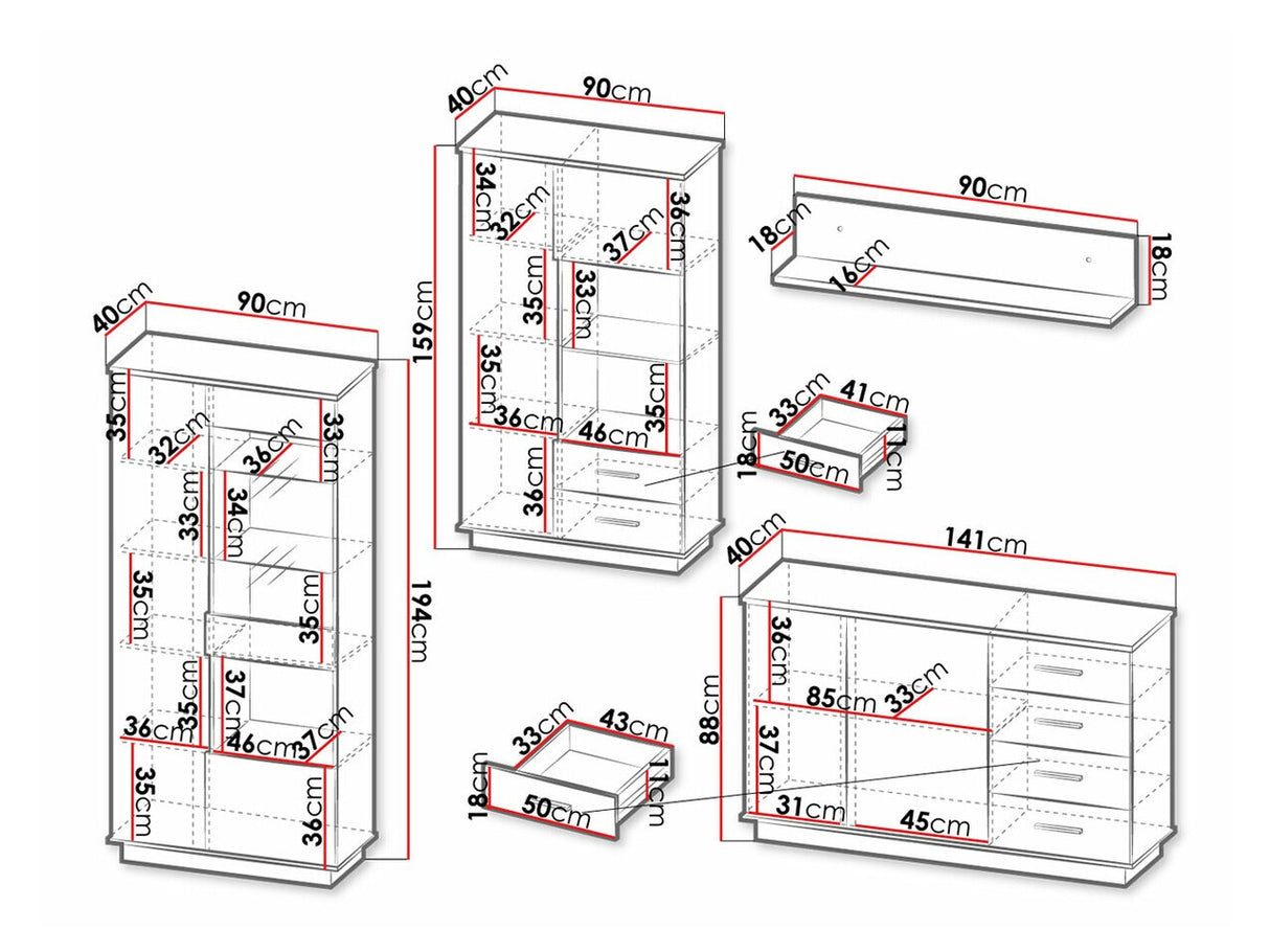 Nappali szett Lamelo III, Led világítás: Igen