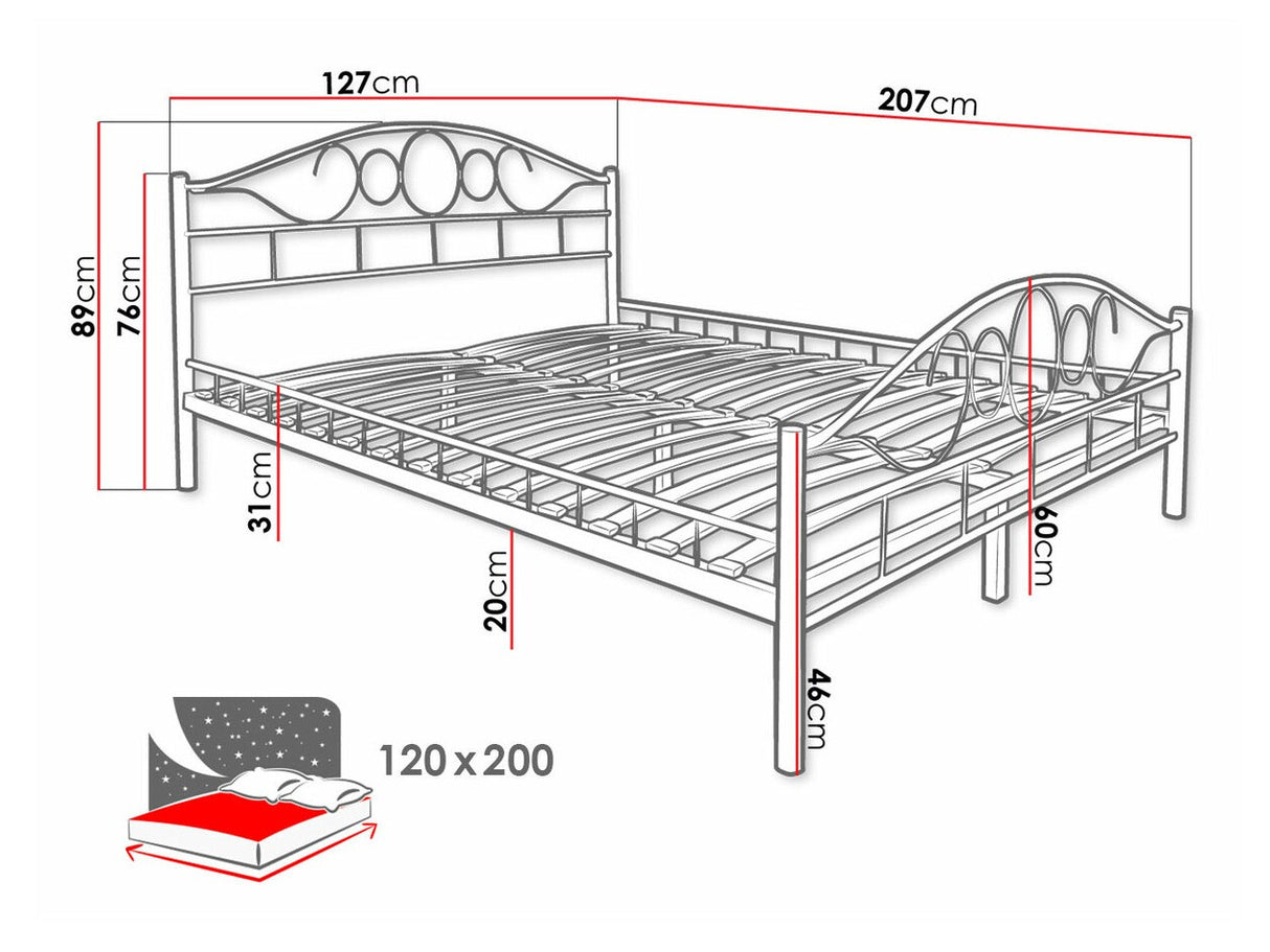 Ágy NOREMI, Szín: Fekete, Alvó felület mérete: 120 x 200 cm