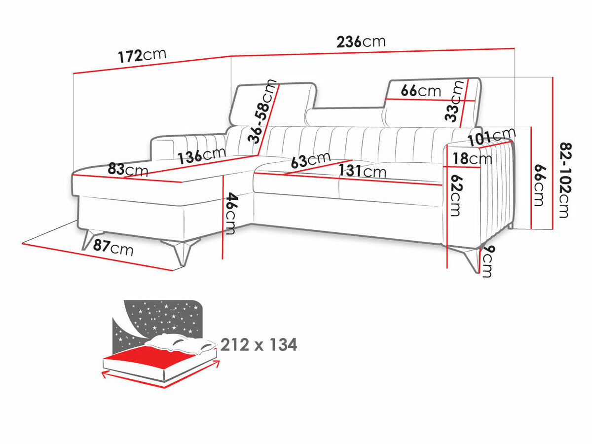 Sarokkanapé MILANO (Leviosenem), Szín: Mono 242, Változatok: Jobbos