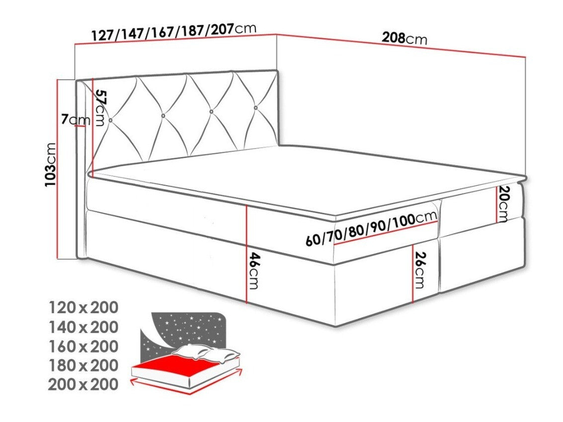 Kontinentális ágy CRYSTAL, Szín: Mono 242, Alvó felület mérete: 200 x 200 cm