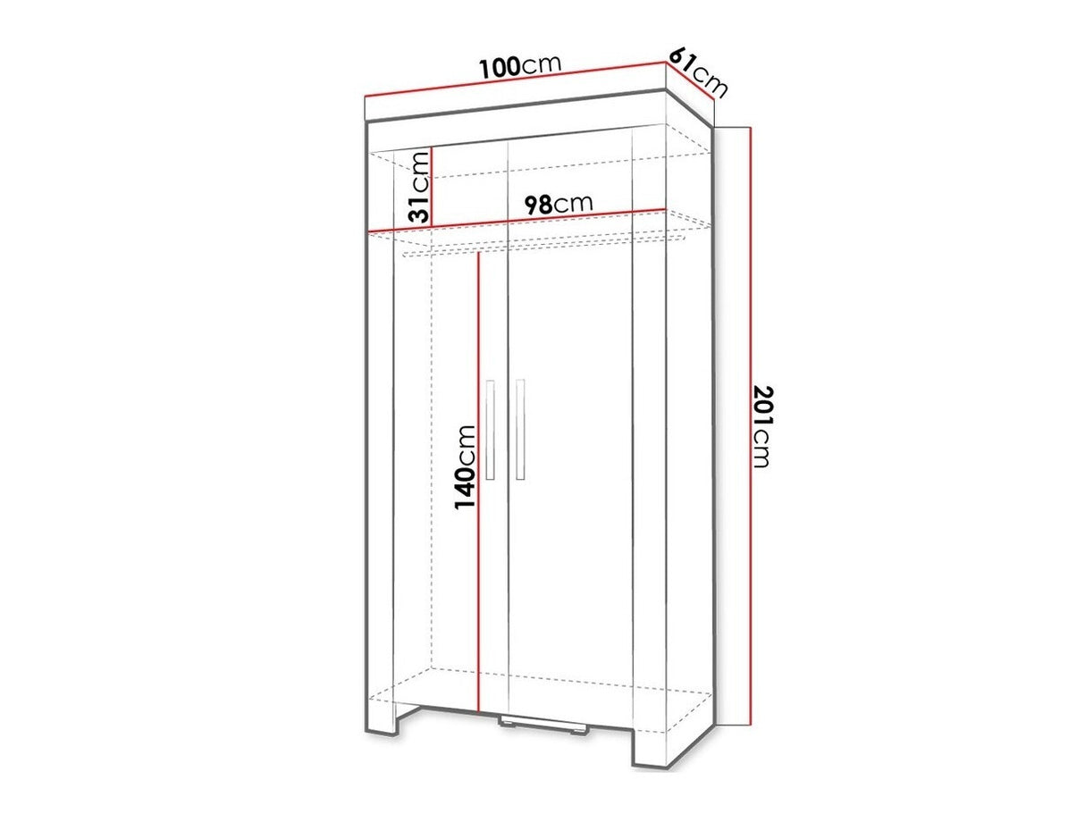 Gardróbszekrény Cezar C2, Szín: Sonoma tölgy