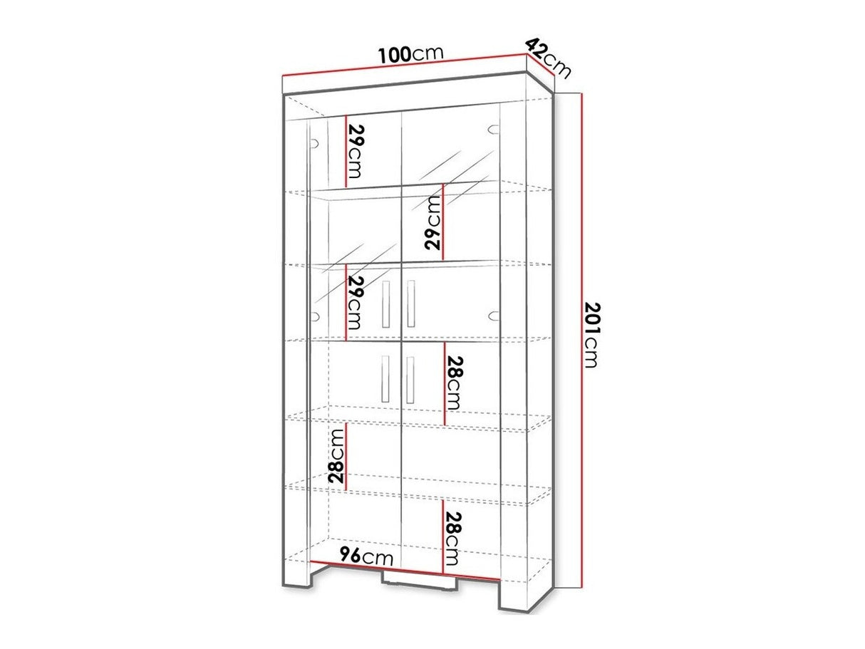 Könyvespolc Cezar C3, Szín: Sonoma tölgy, Led világítás: Nem