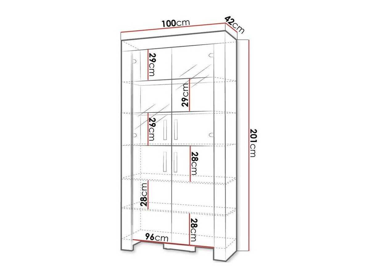Könyvespolc Cezar C3, Szín: Sonoma tölgy, Led világítás: Igen