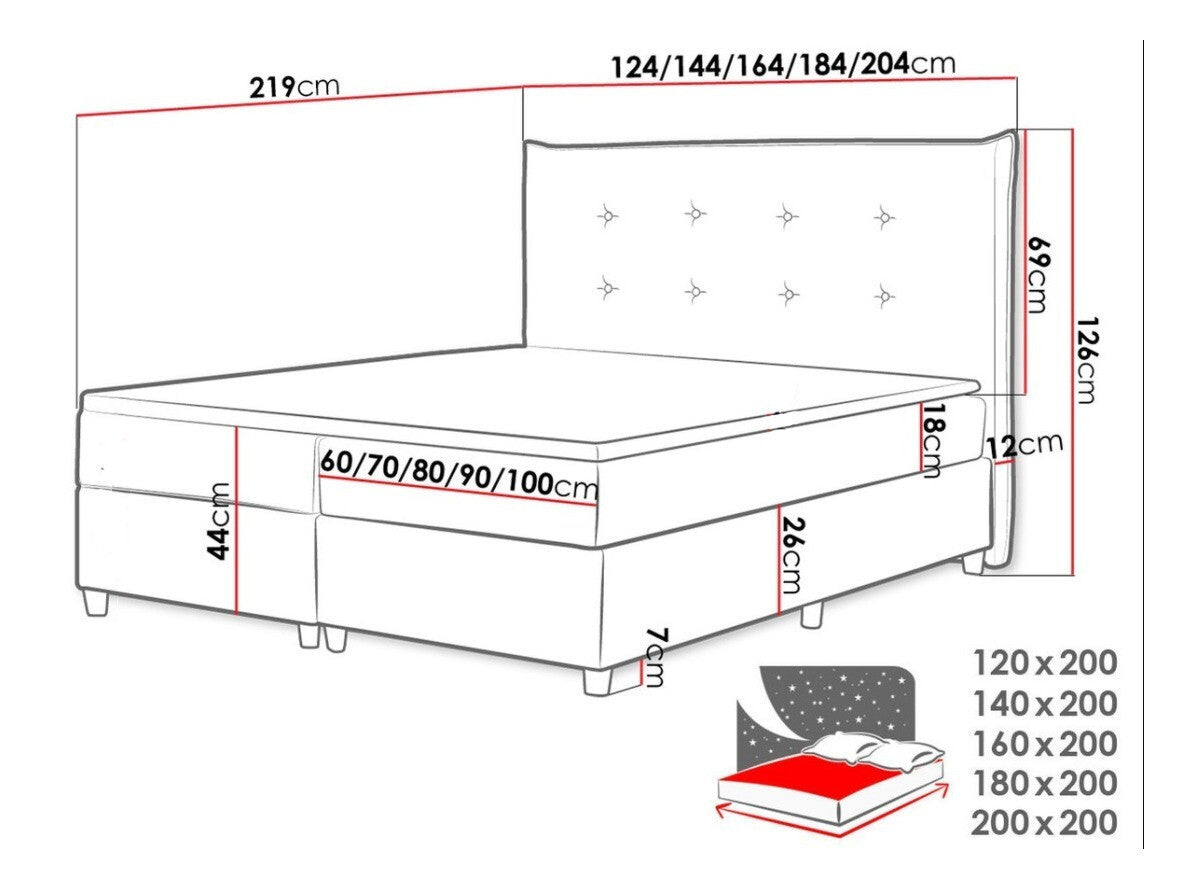 Kontinentális ágy PRATO, Szín: Zetta 297, Alvó felület mérete: 200 x 200 cm