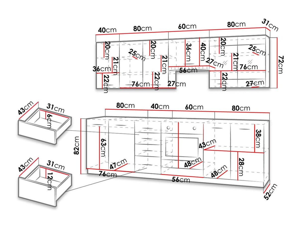 Konyhabútor CHAMONIX (Land 260), LED pašvietimas: Nem