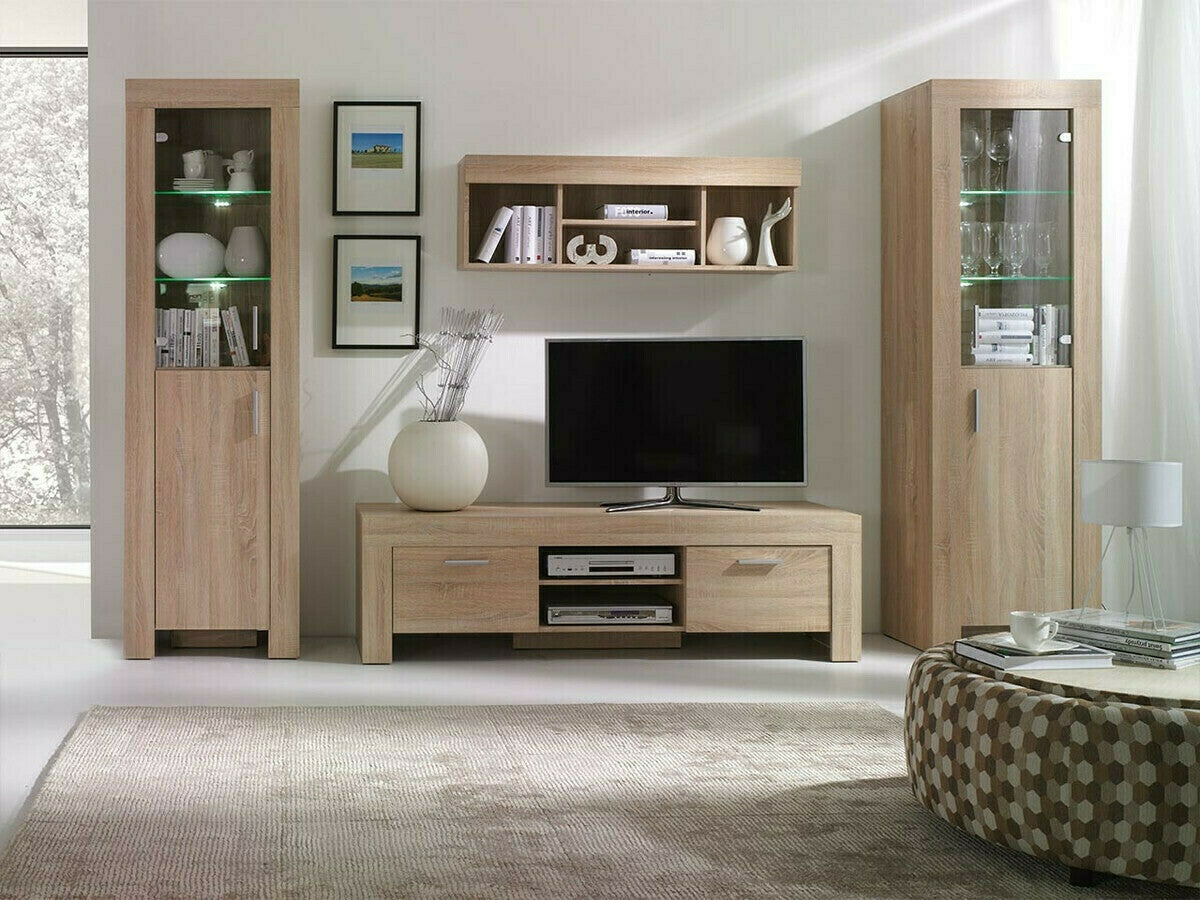 Könyvespolc Cezar C6, Szín: Sonoma tölgy, Változatok: Jobbos, Led világítás: Igen