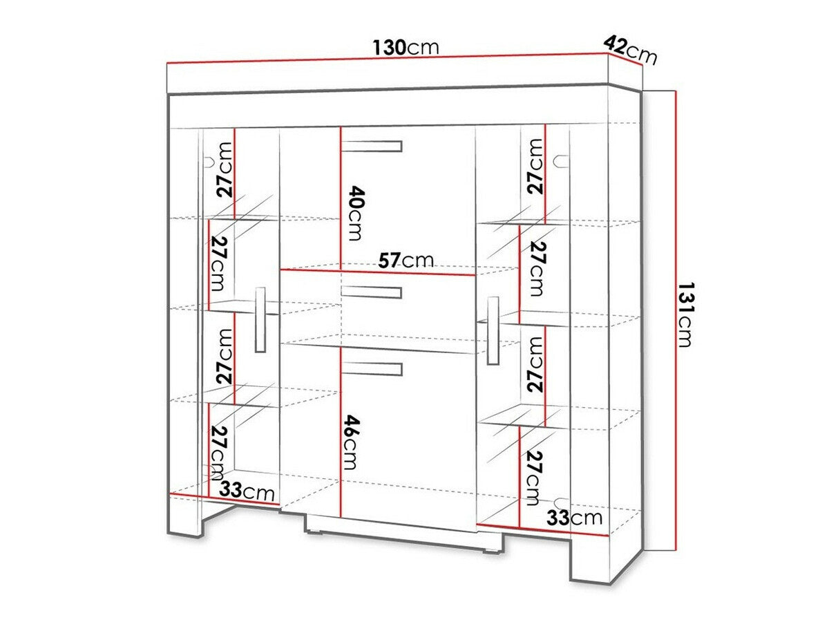 Komód Cezar C7, Szín: Sonoma tölgy, Led világítás: Igen