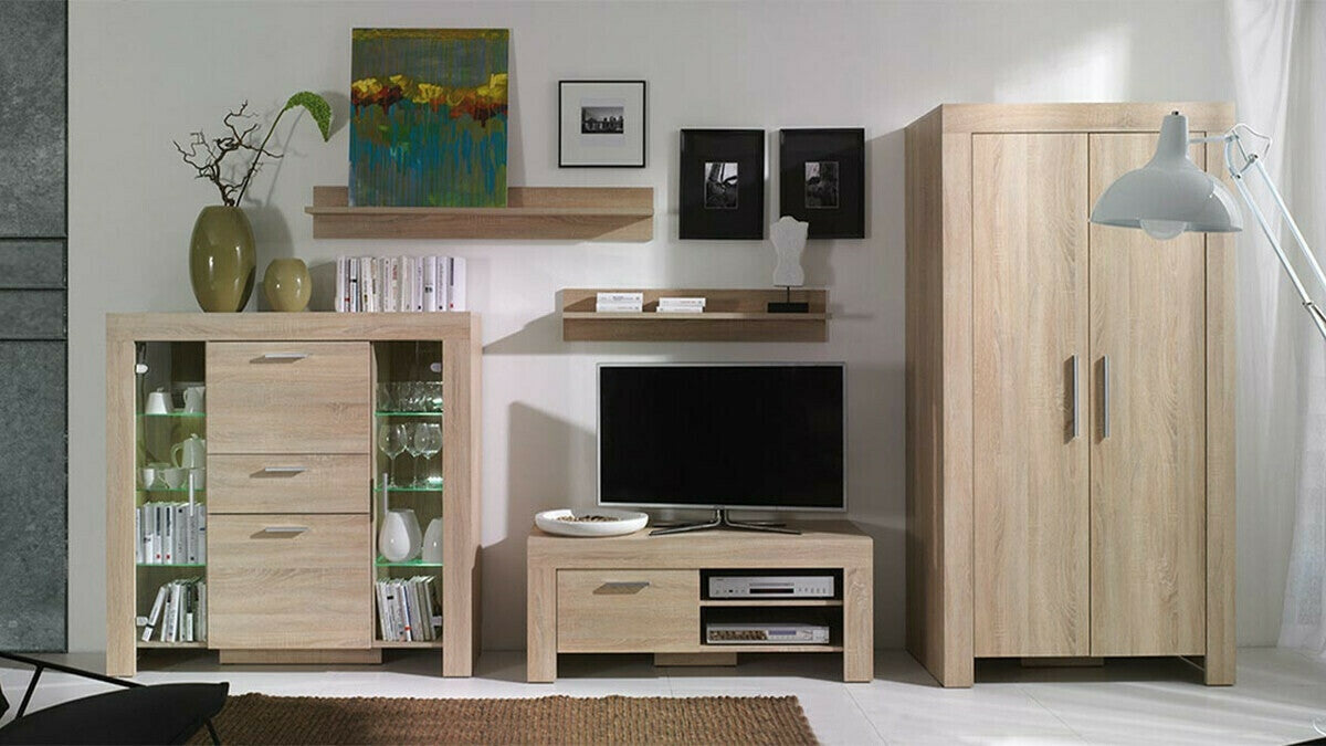 Komód Cezar C7, Szín: Sonoma tölgy, Led világítás: Igen