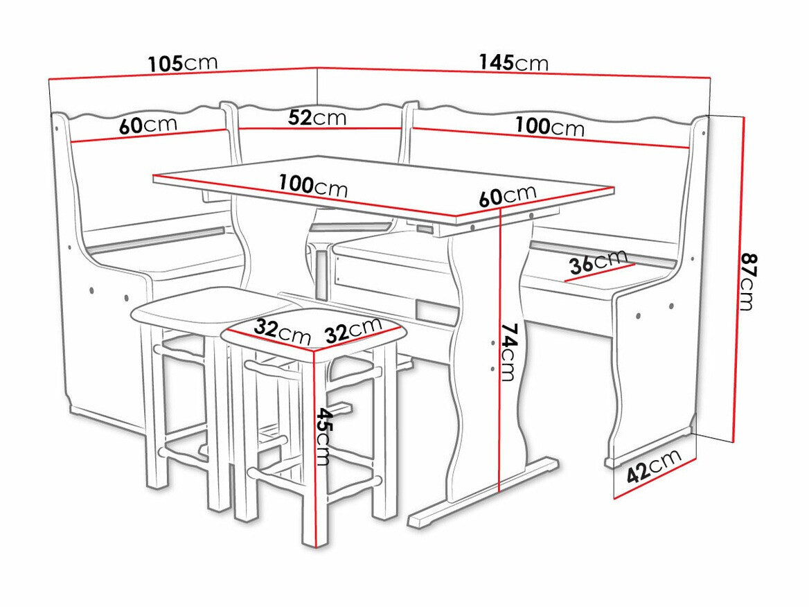 Sarok étkező garnitúra Mini (Mexic), Az ülés színe: Peru 04