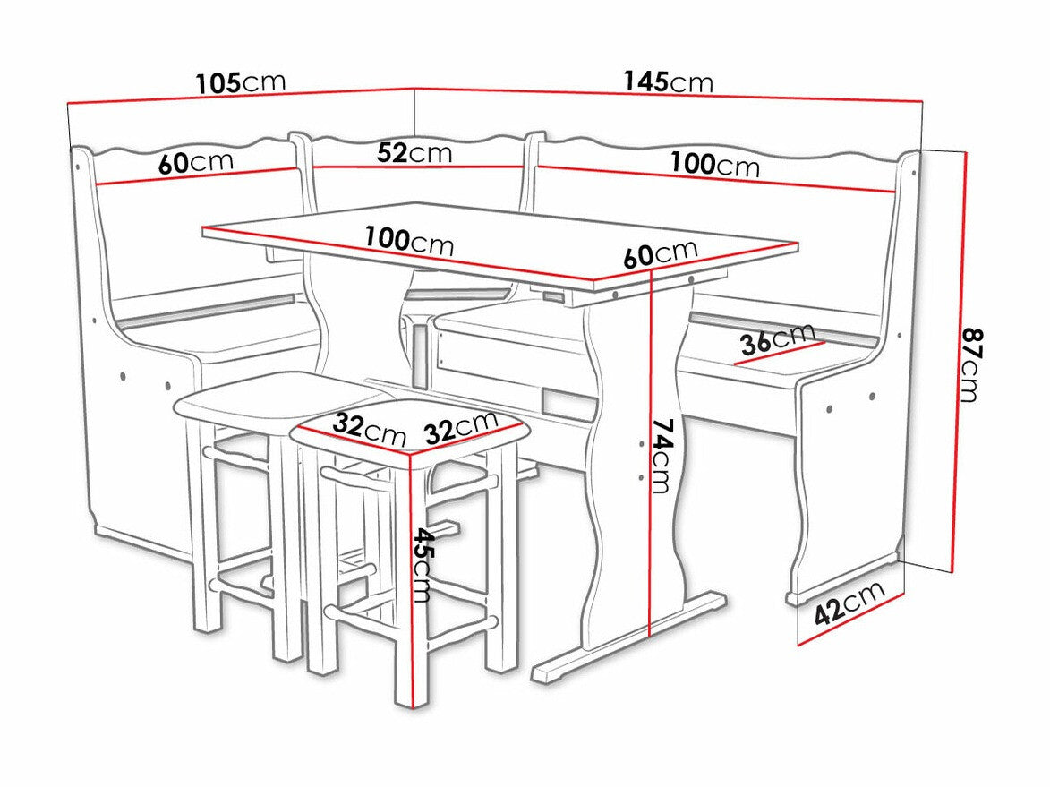 Sarok étkező garnitúra Mini (Mexic), Az ülés színe: Peru 10