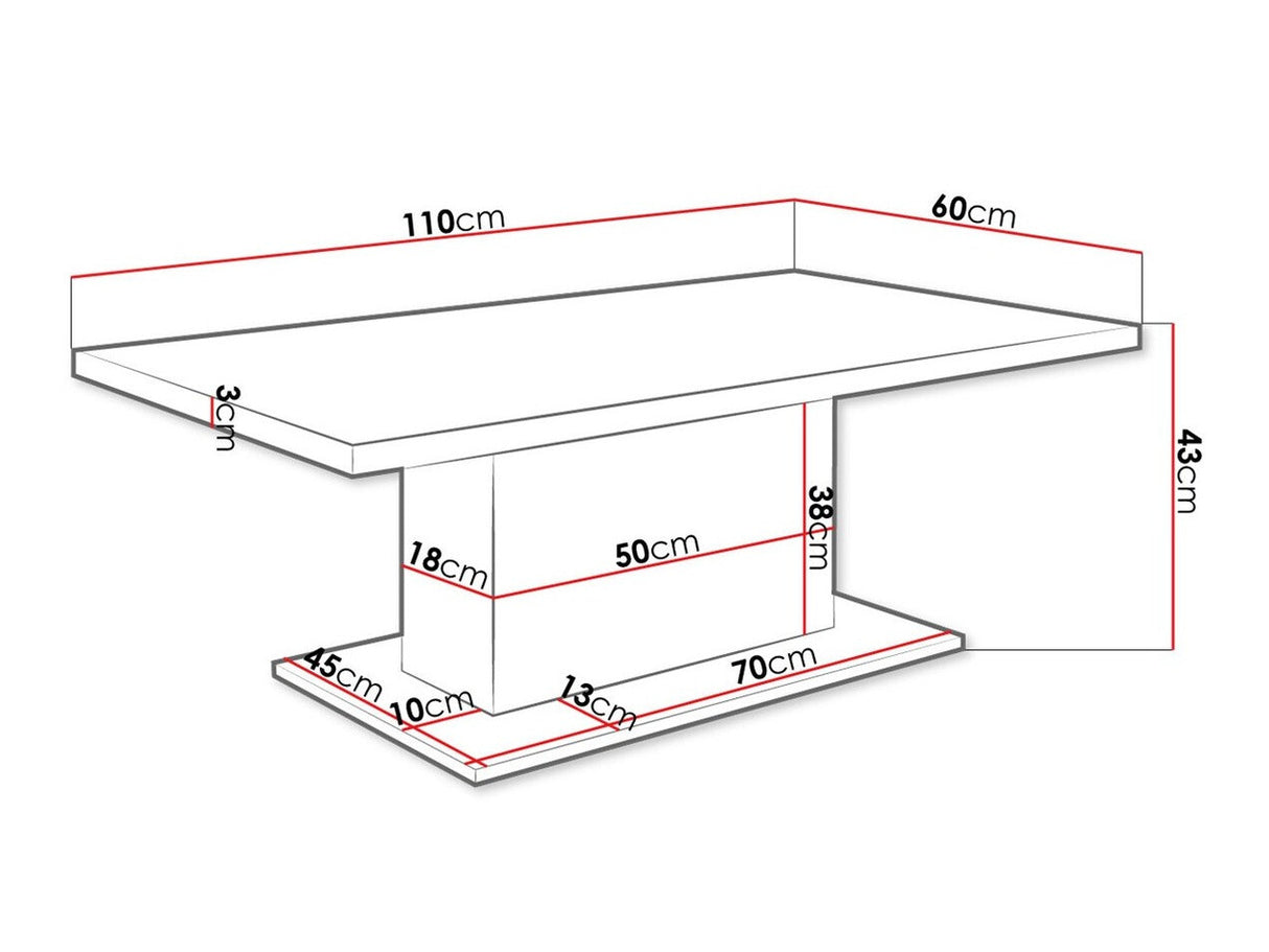 Dohányzóasztal DENVER (Beniko), Szín: Fehér