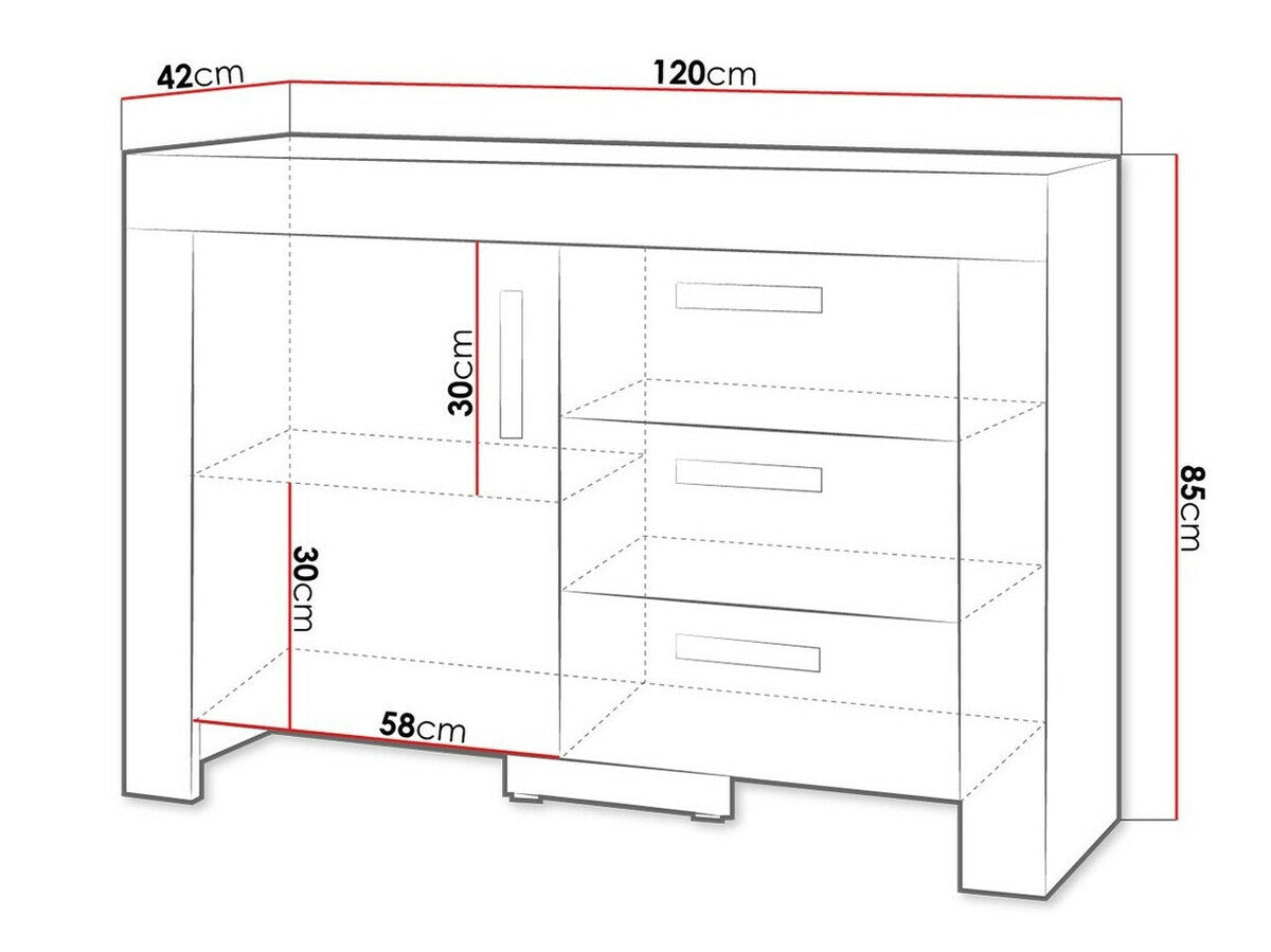 Komód Cezar C11, Szín: Sonoma tölgy