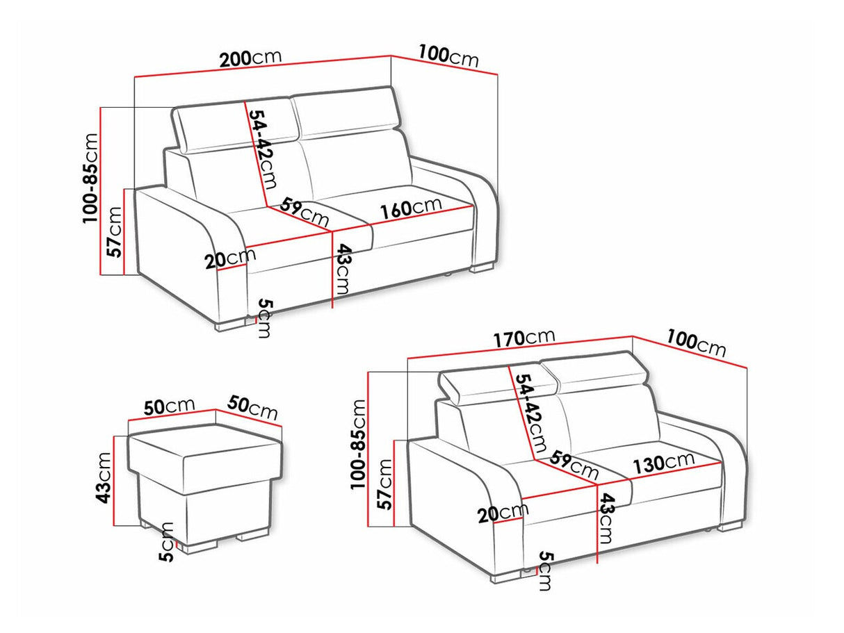 Kárpitozott bútorok Oslo 3+2+PUFA (Losar), Szín: Crown 18