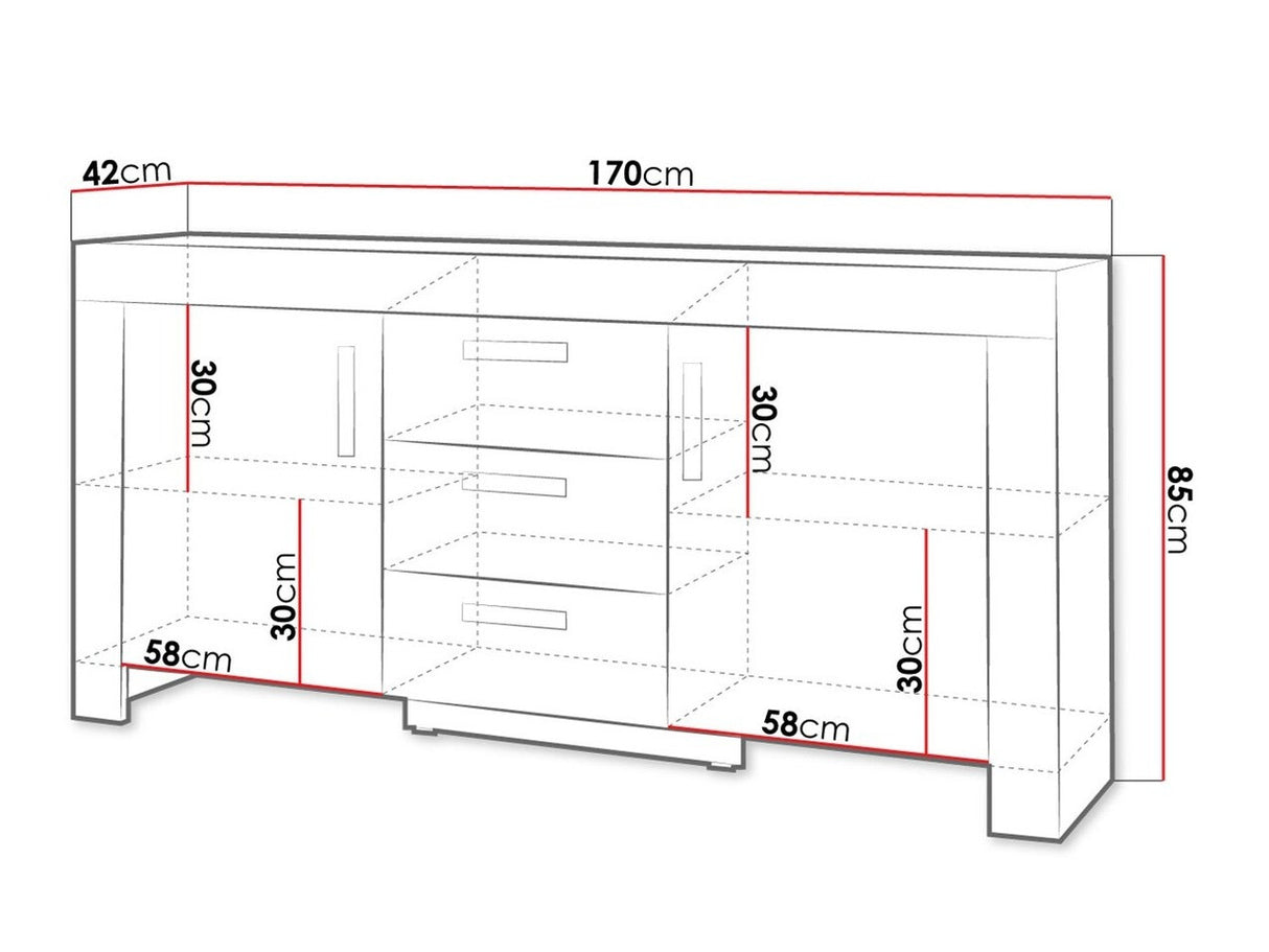 Komód Cezar C13, Szín: Sonoma tölgy