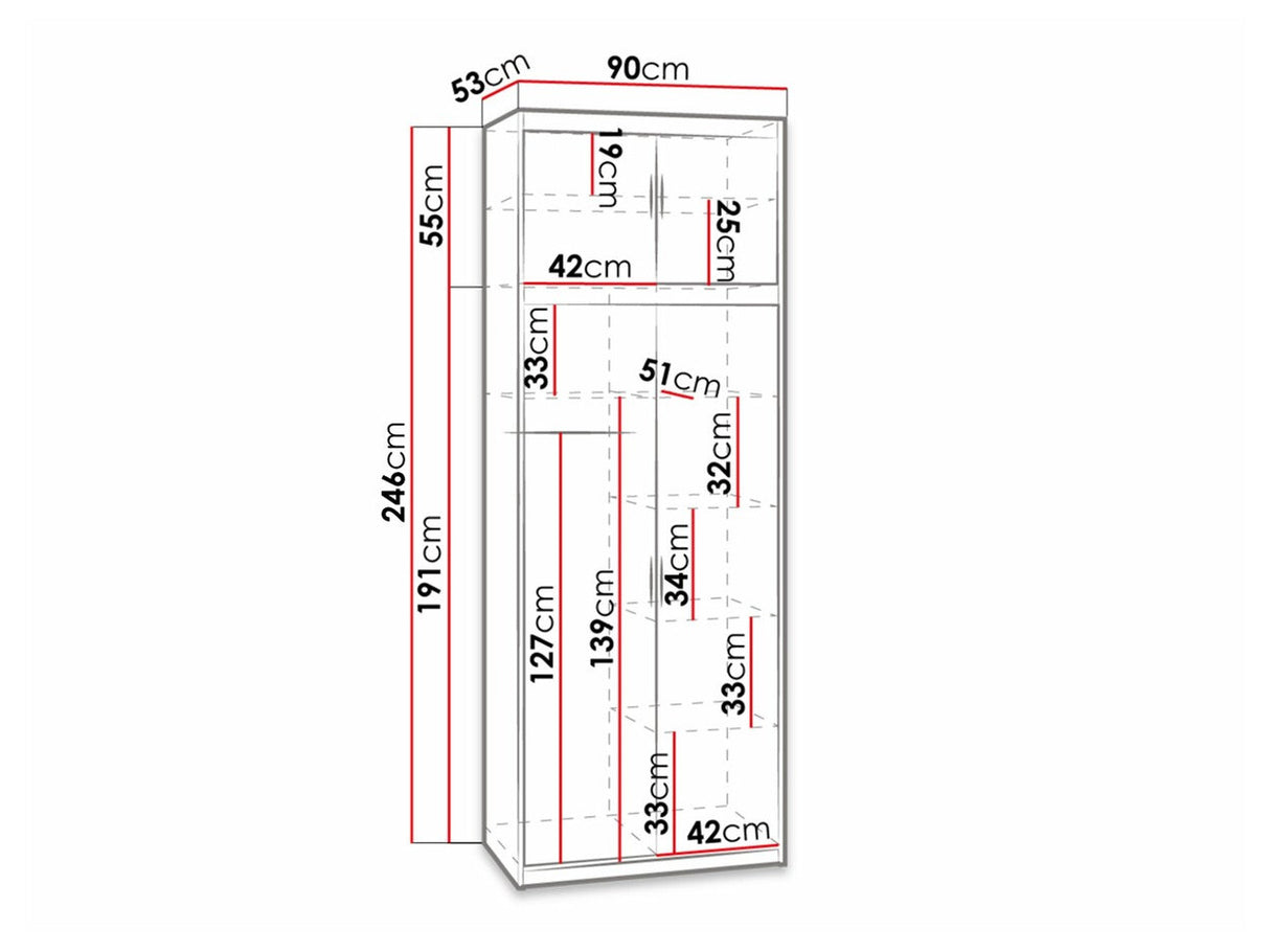Gardróbszekrény ELENA (Melen 2D) II, Szín: Sonoma tölgy