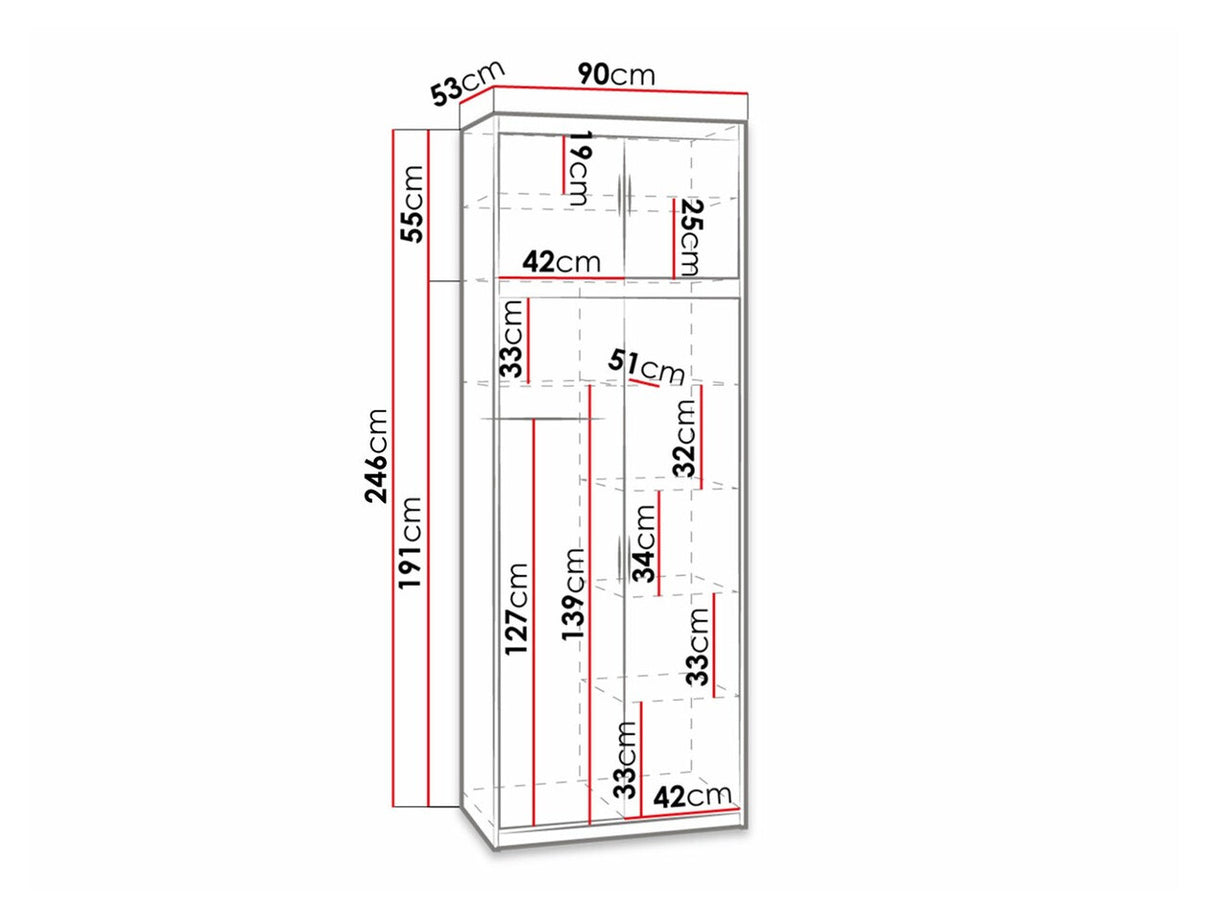 Gardróbszekrény ELENA (Melen 2D) II, Szín: Lefkas tölgy