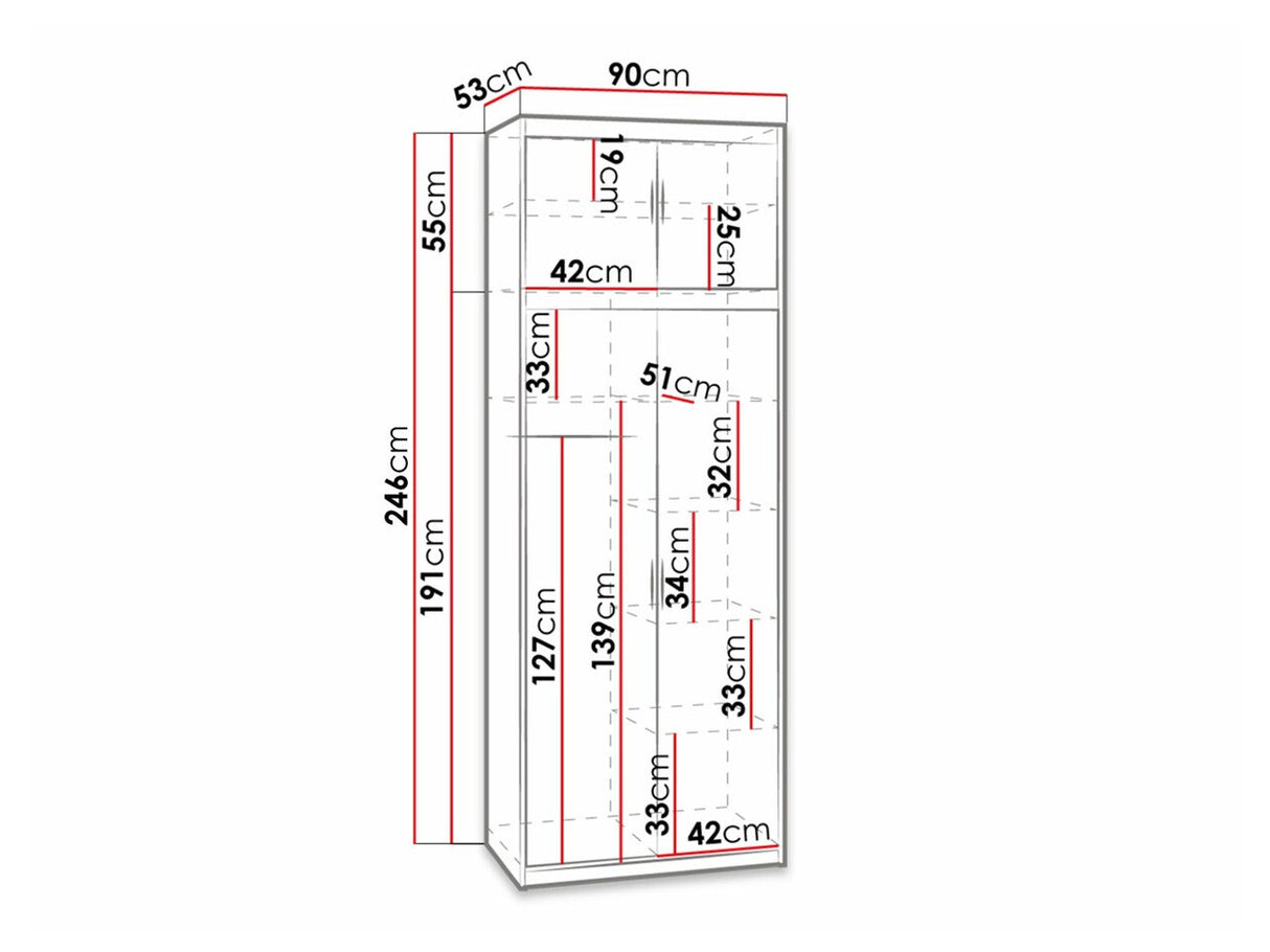 Gardróbszekrény ELENA (Melen 2D) II, Szín: Fehér