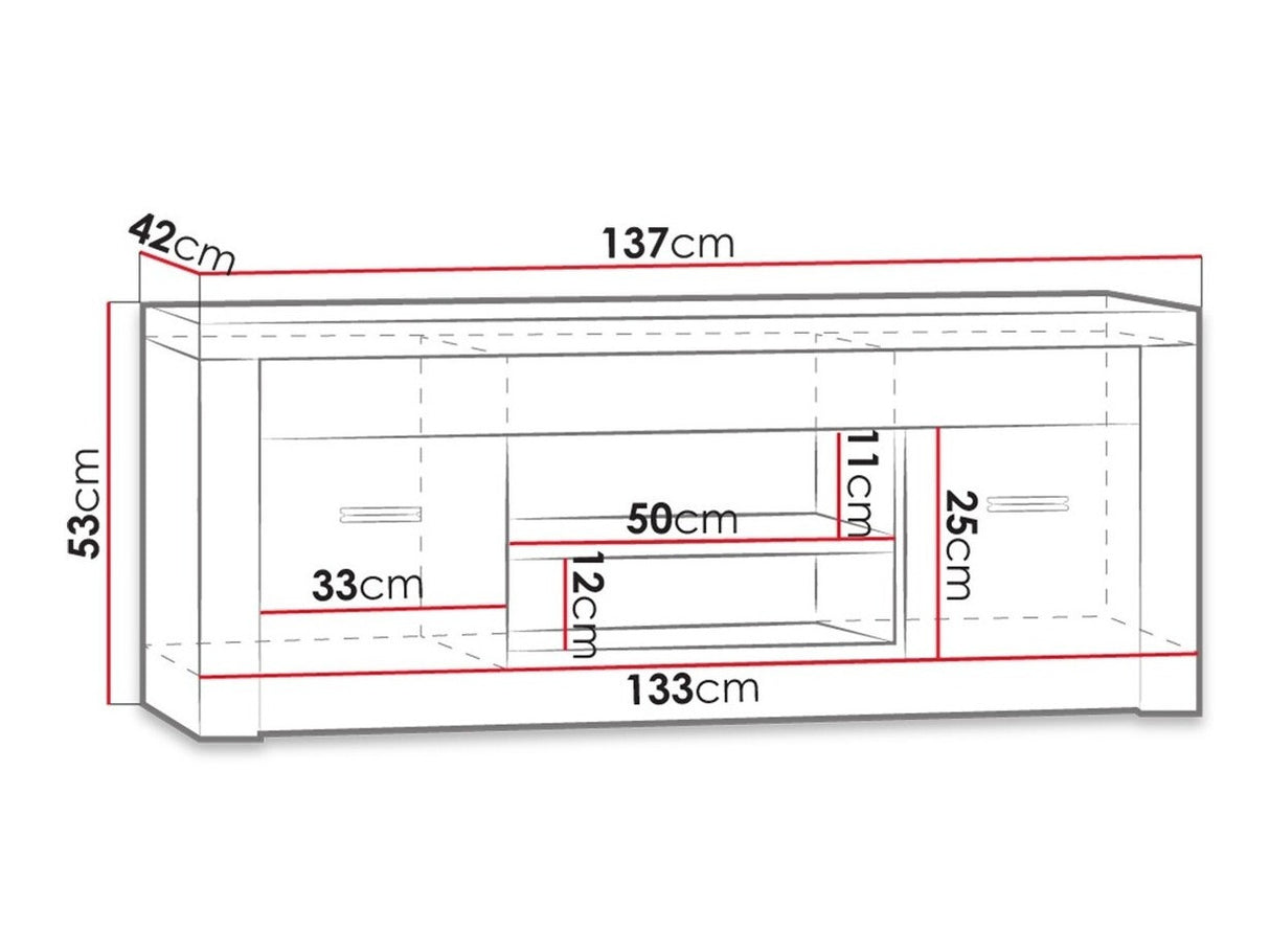 TV-állvány Indianapolis (Nadia N09), Szín: Sötét kőris, Led világítás: Igen