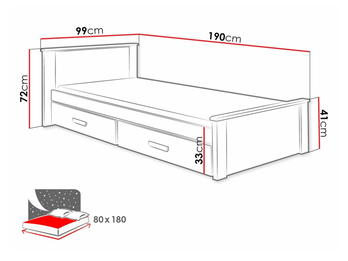 Ágy Aldo 80 (Minesota 80), Szín: Fehér + Triufel