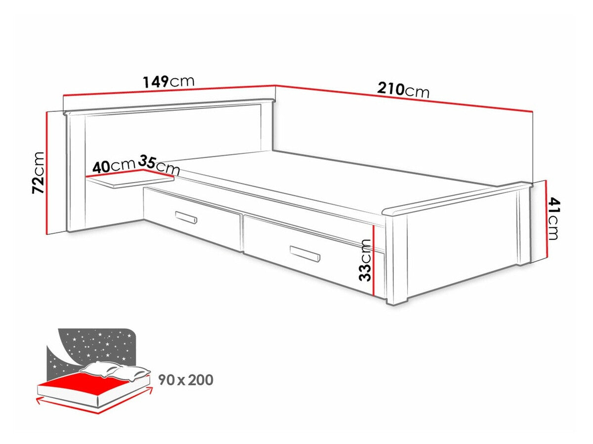 Ágy Aldo Plus 90 (Minesota Plus 90), Szín: Fehér + Szürke