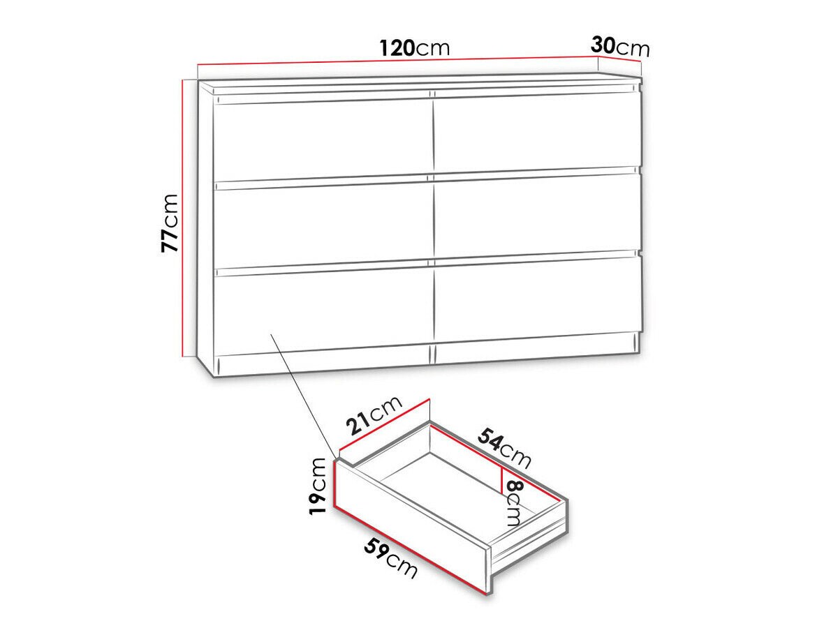Komód MALWA M6 120 (Osko OK6), Szín: Fekete