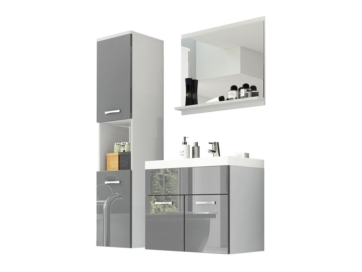 Fürdőszoba garnitúra Montreal (Floryna), Szín: Fehér + Fényes szürke