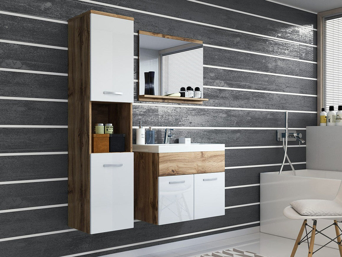 Fürdőszoba garnitúra Montreal (Floryna), Szín: Wotan tölgy + Fényes fehér