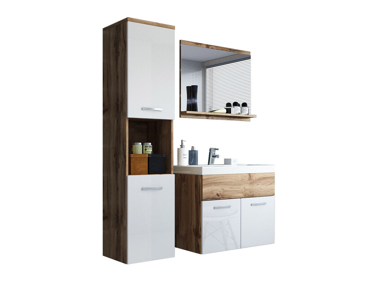 Fürdőszoba garnitúra Montreal (Floryna), Szín: Wotan tölgy + Fényes fehér
