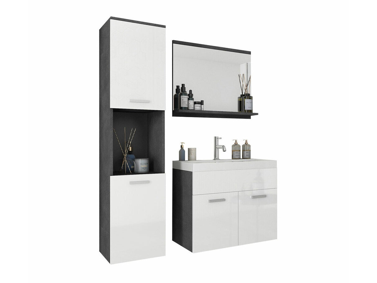 Fürdőszoba garnitúra Montreal (Floryna), Szín: Matera szürke + Fényes fehér