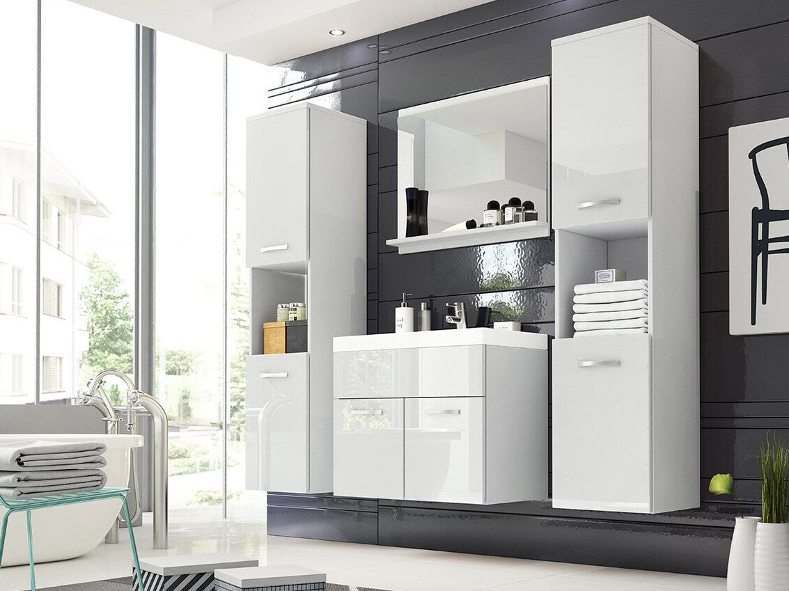 Fürdőszoba garnitúra Montreal XL (Floryna XL), Szín: Fehér + Fényes fehér