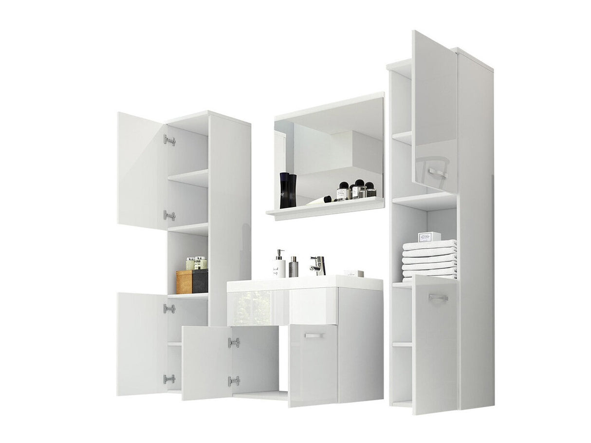 Fürdőszoba garnitúra Montreal XL (Floryna XL), Szín: Fehér + Fényes szürke