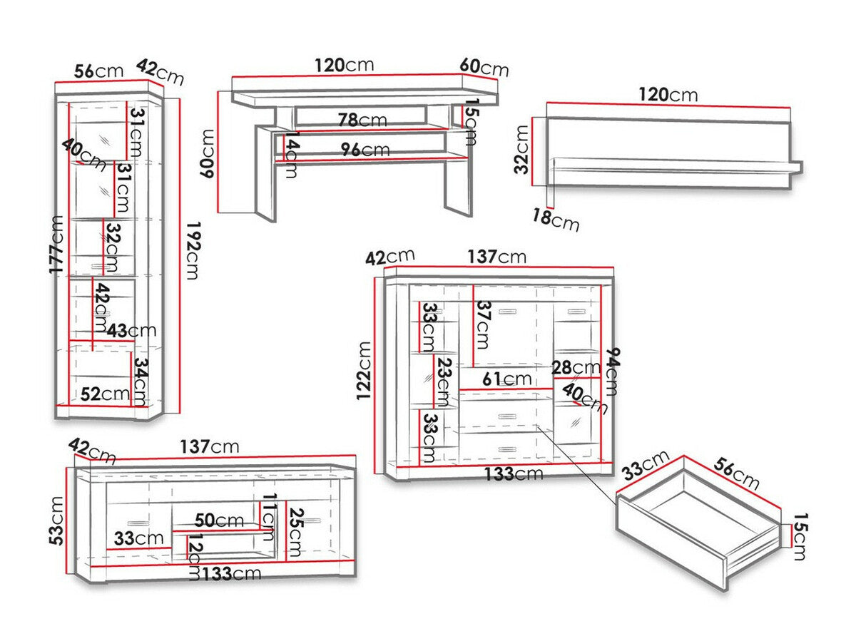 Nappali szett Indianapolis I (Nadia I) I, Szín: Kőrisfa, Led világítás: Igen