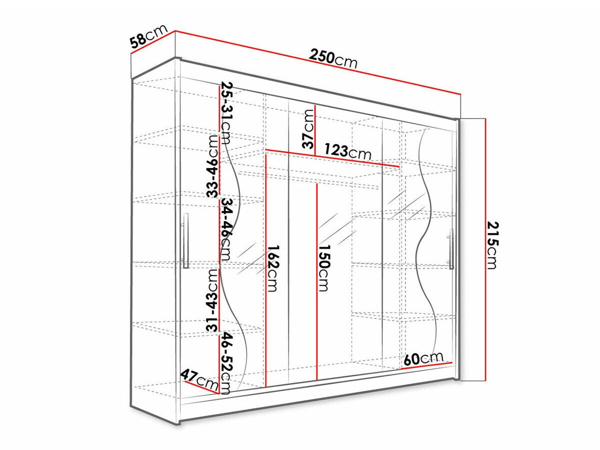 Gardróbszekrény Aston III (Dasto III), Szín: Fehér, Led világítás: Nem