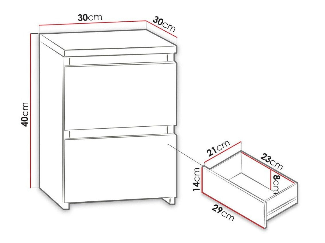 Éjjeliszekrény MALWA W2 (Osko OW2)