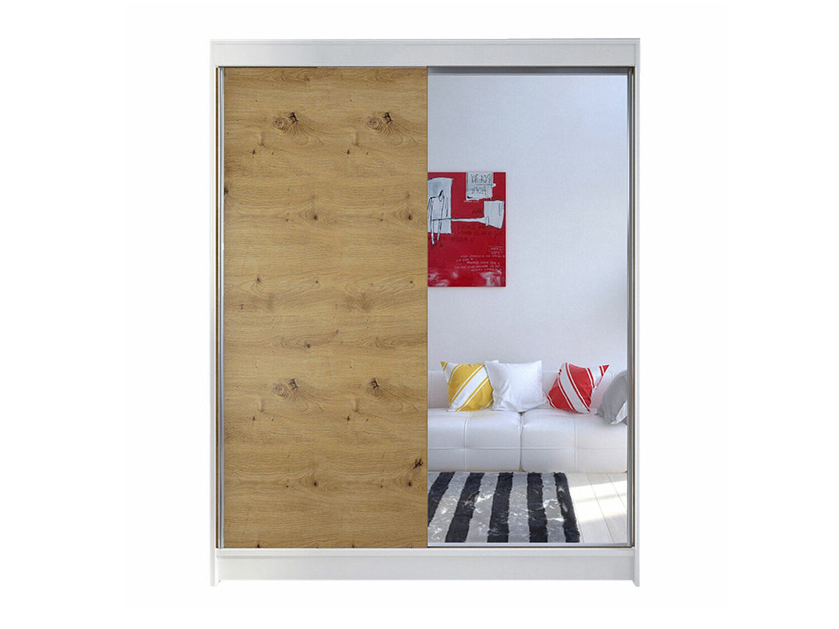 Gardróbszekrény Caminem I (Belgia I), Szín: Fehér + Artisan tölgy, Led világítás: Nem