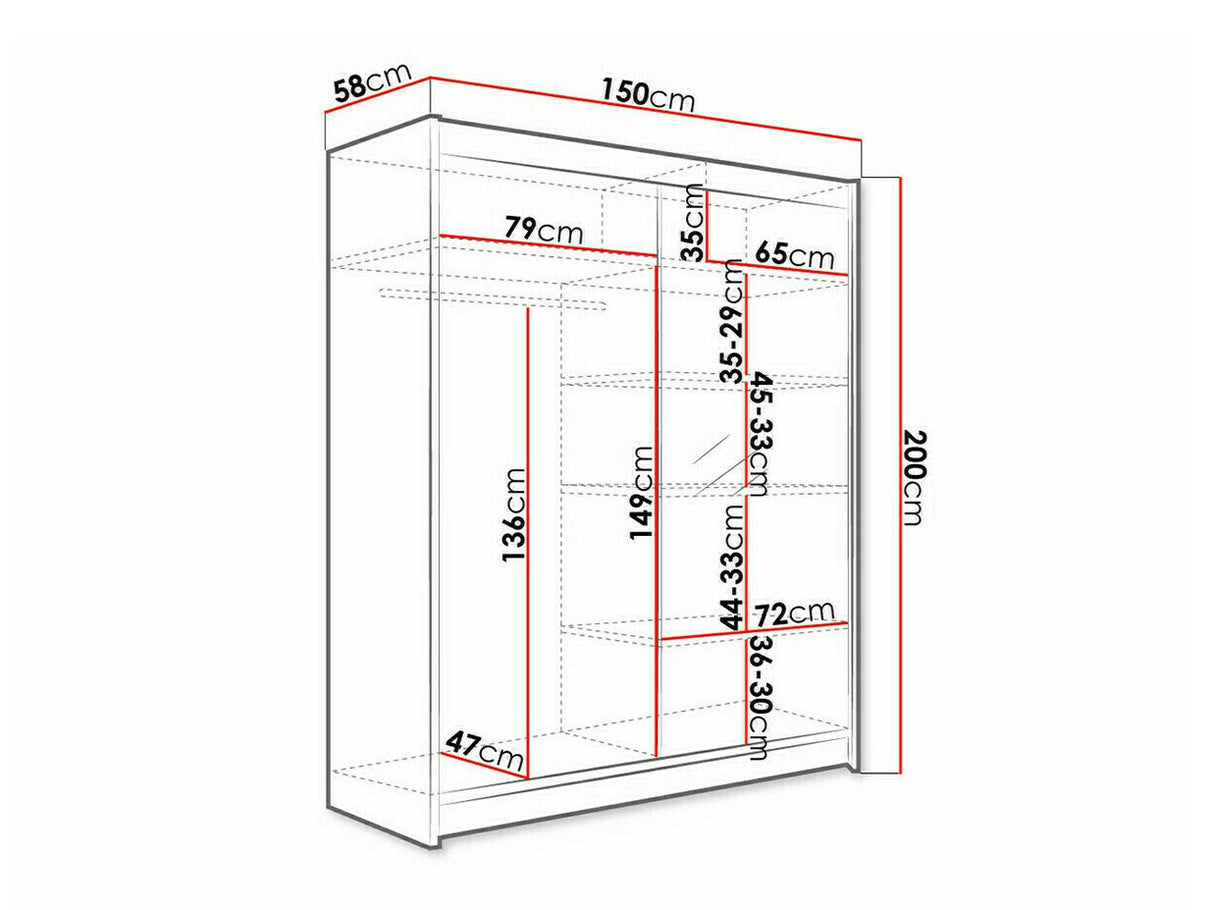 Gardróbszekrény Caminem I (Belgia I), Szín: Fehér + Artisan tölgy, Led világítás: Nem