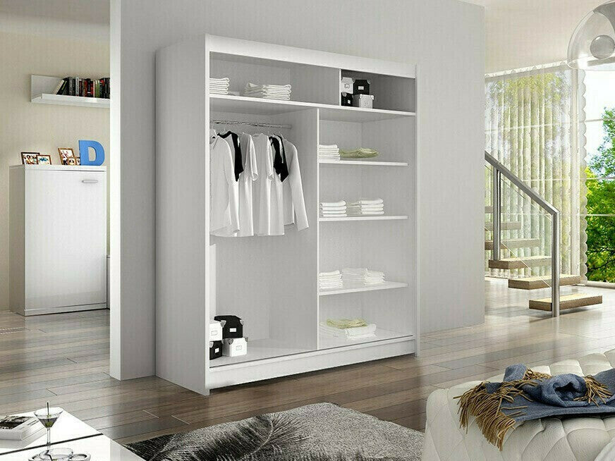 Gardróbszekrény Caminem I (Belgia I), Szín: Fehér + Artisan tölgy, Led világítás: Igen