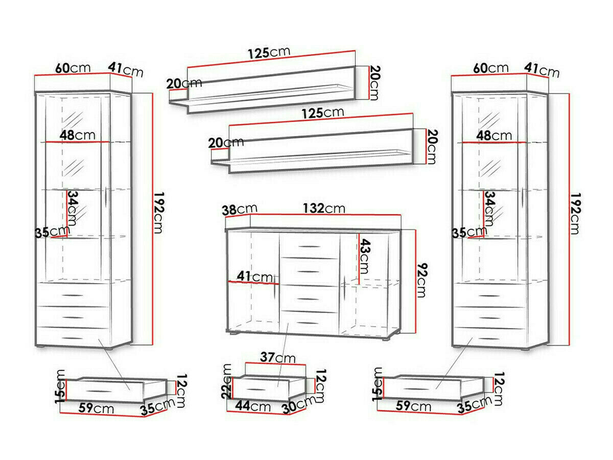 Nappali szett Soho III (Boho III), Szín: Fekete + Fényes fekete, Led világítás: Fehér