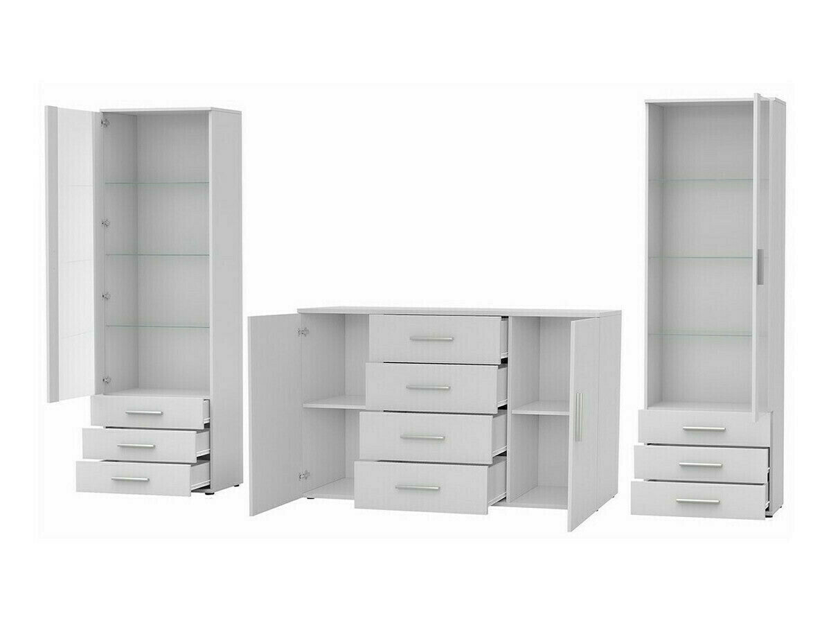 Nappali szett Soho III (Boho III), Szín: Fekete + Fényes fekete, Led világítás: Kék