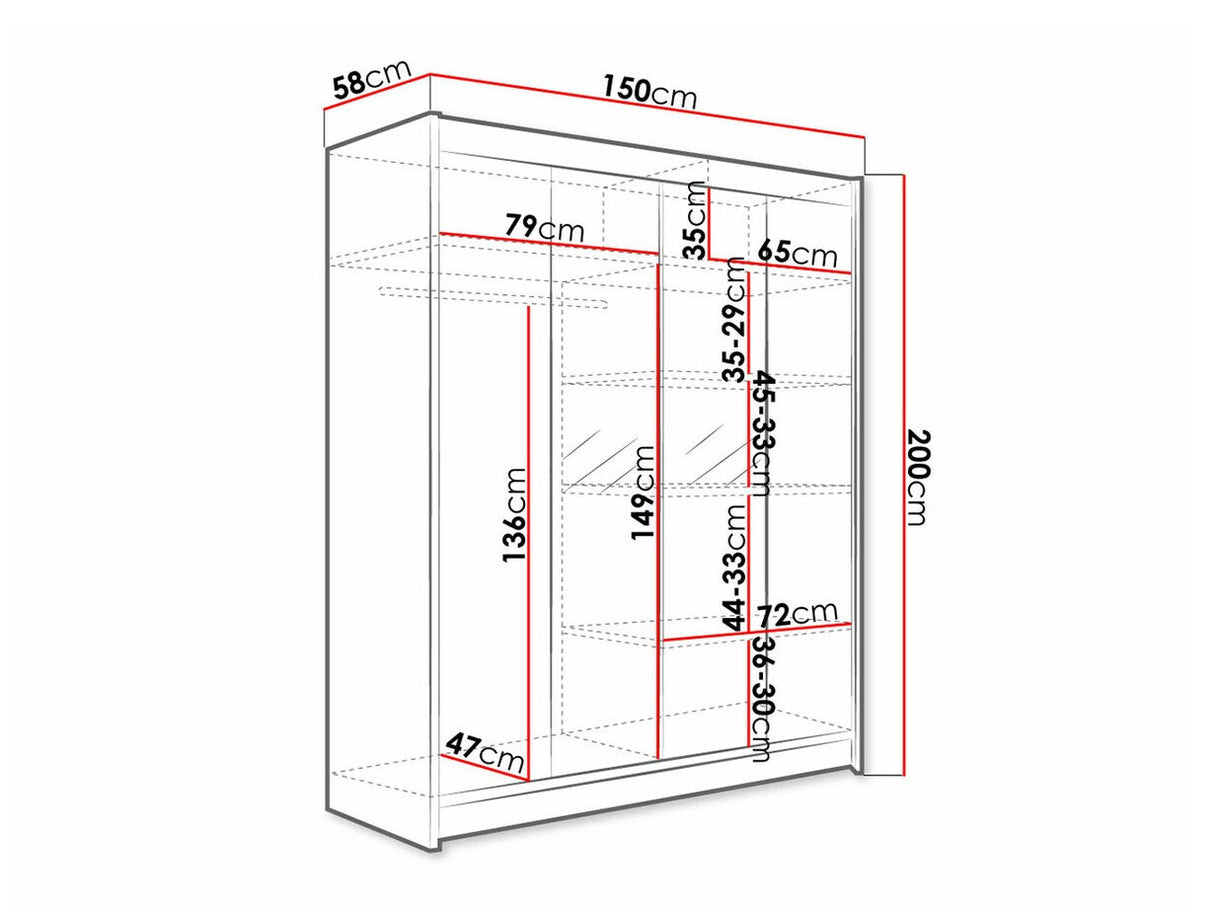 Gardróbszekrény Caminem II (Belgia II), Szín: Fekete + Artisan tölgy, Led világítás: Nem