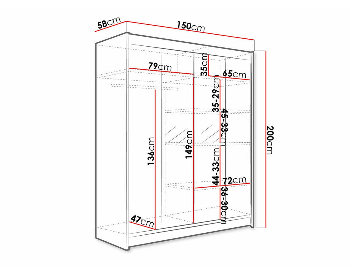 Gardróbszekrény Caminem II (Belgia II), Szín: Fekete + Artisan tölgy, Led világítás: Igen