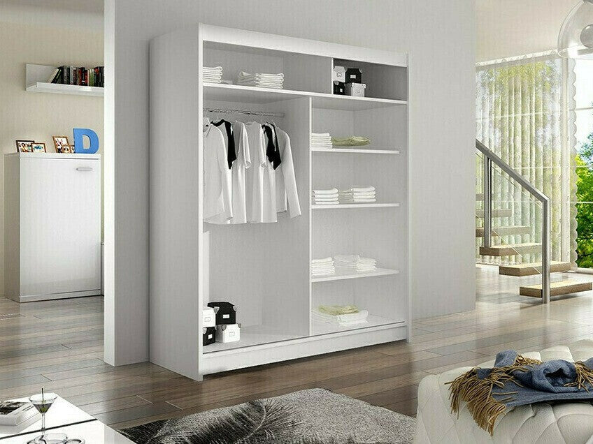 Gardróbszekrény Caminem II (Belgia II), Szín: Fehér + Artisan tölgy, Led világítás: Nem