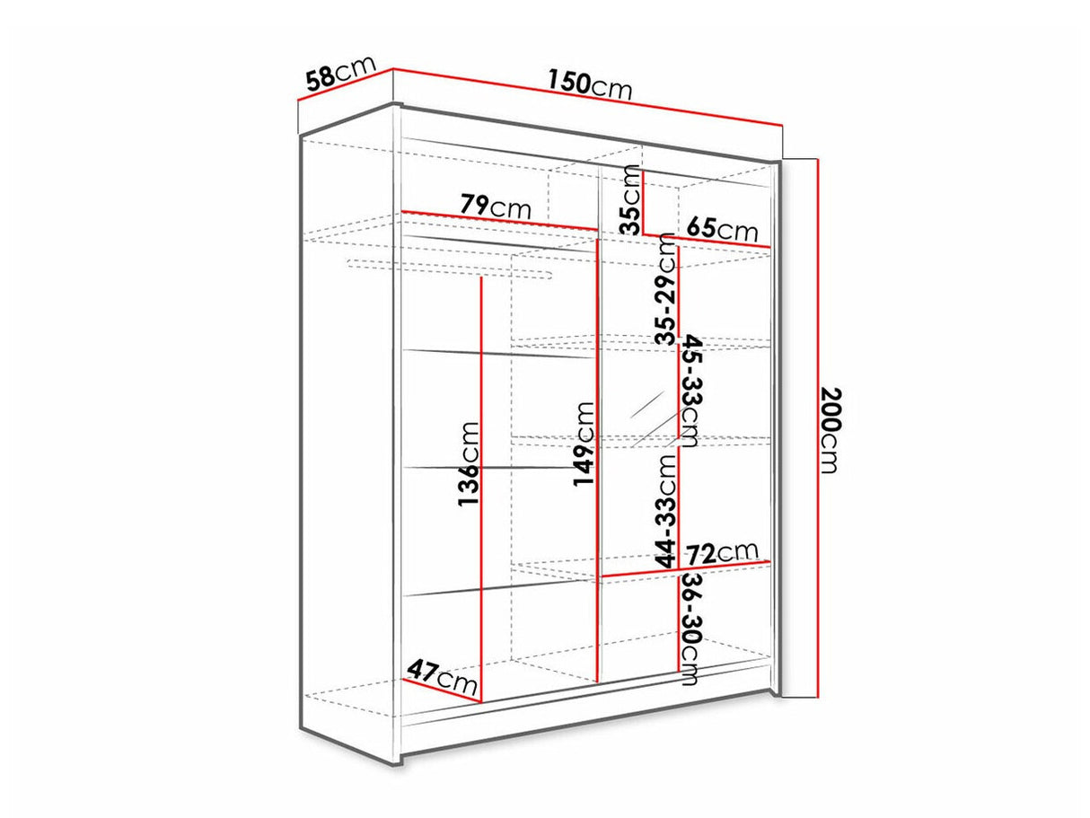 Gardróbszekrény Caminem III (Belgia III), Szín: Fekete + Artisan tölgy, Led világítás: Igen
