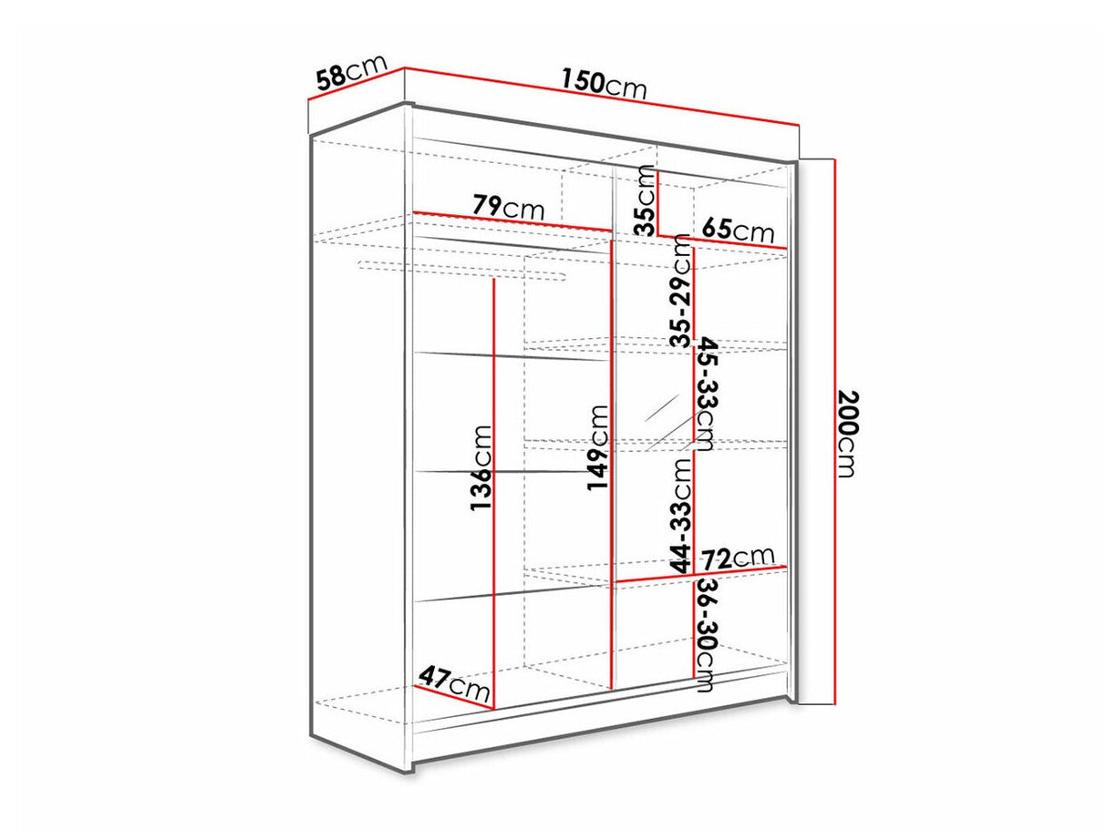 Gardróbszekrény Caminem III (Belgia III), Szín: Fehér + Artisan tölgy, Led világítás: Igen