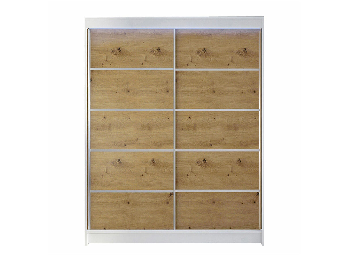 Gardróbszekrény Caminem IV (Belgia IV), Szín: Fehér + Artisan tölgy, Led világítás: Igen